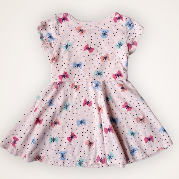 Toddler Girls 18-24M Summer Short-Sleeve Butterfly Print Jersey Swing Dresses - Picture 3 of 5